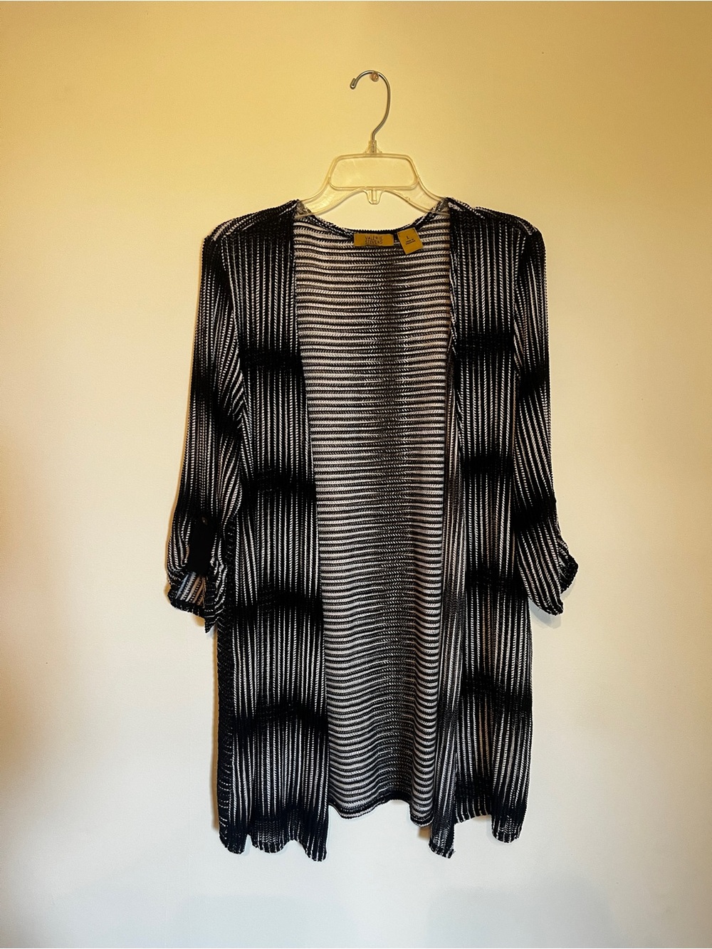 Valerie Stevens Black and White Striped Knit Cardigan